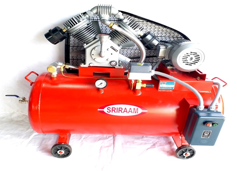 Sriram Air Compressors – High-Performance Double Cylinder Belt Driven Air Compressor for Industrial Use.